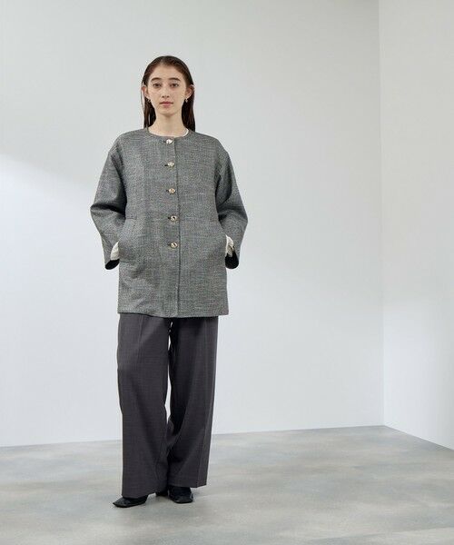 QUEENS COURT / クイーンズコート ダッフルコート | ツィード調ハウンドトゥースノーカラーコート≪手洗い可能≫ | 詳細4