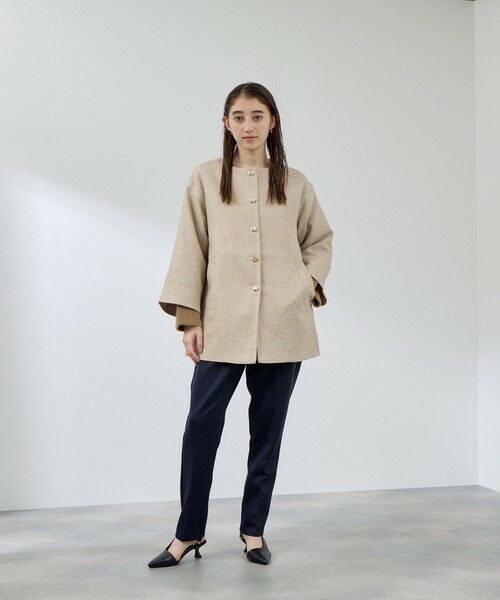 QUEENS COURT / クイーンズコート ダッフルコート | ツィード調ハウンドトゥースノーカラーコート≪手洗い可能≫ | 詳細12