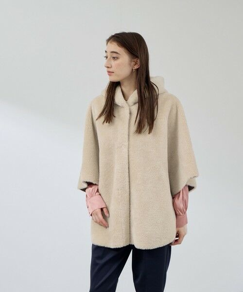 QUEENS COURT / クイーンズコート ダッフルコート | ショートファーボンディングケープコート | 詳細1