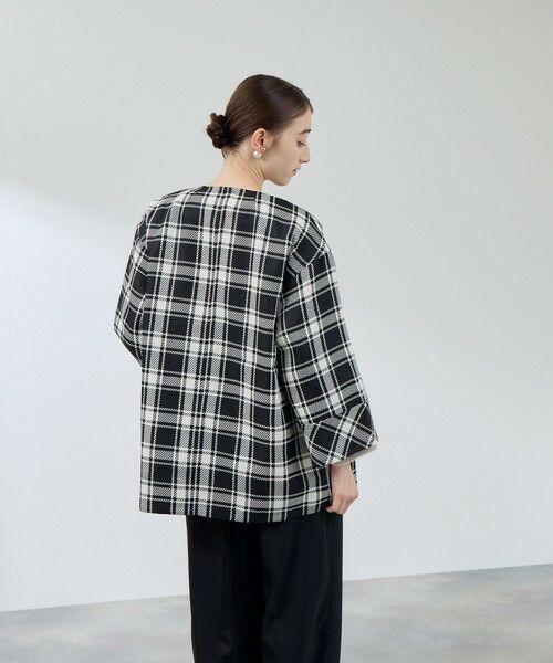 QUEENS COURT / クイーンズコート ダッフルコート | ツィーディチェックノーカラーコート≪手洗い可能≫ | 詳細2