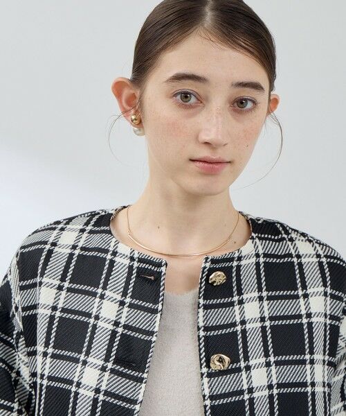 QUEENS COURT / クイーンズコート ダッフルコート | ツィーディチェックノーカラーコート≪手洗い可能≫ | 詳細4