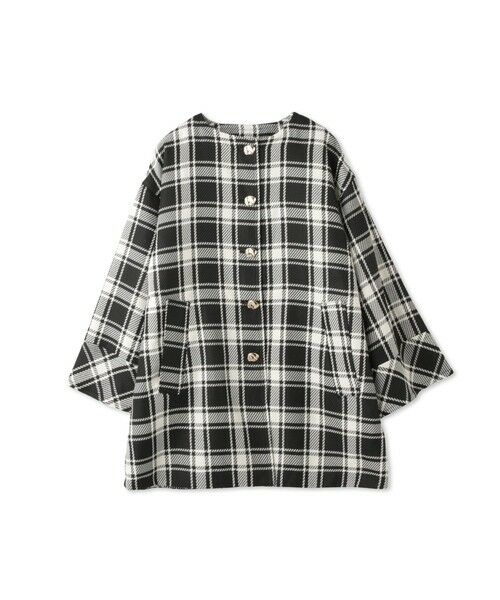 QUEENS COURT / クイーンズコート ダッフルコート | ツィーディチェックノーカラーコート≪手洗い可能≫ | 詳細6