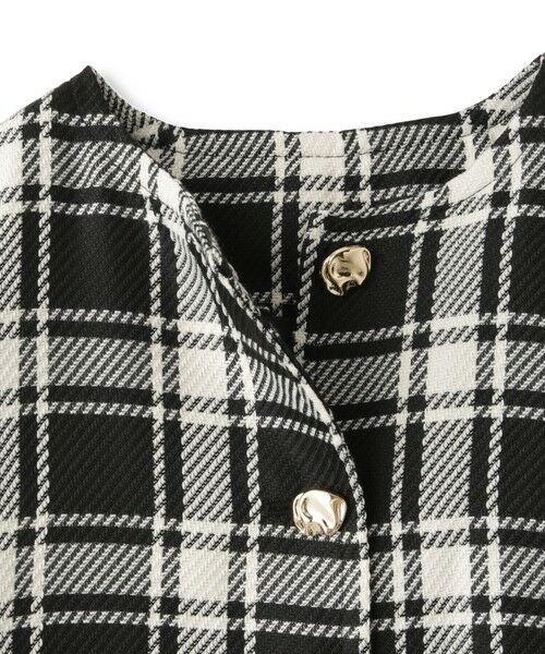 QUEENS COURT / クイーンズコート ダッフルコート | ツィーディチェックノーカラーコート≪手洗い可能≫ | 詳細9