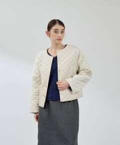 QUEENS COURT / クイーンズコート テーラードジャケット | ベロアキルティングノーカラージャケット