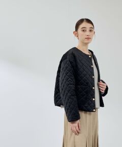 QUEENS COURT / クイーンズコート テーラードジャケット | ベロアキルティングノーカラージャケット