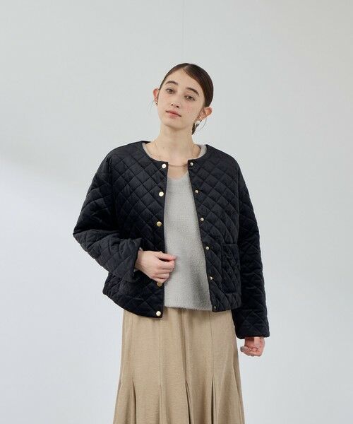 QUEENS COURT / クイーンズコート テーラードジャケット | ベロアキルティングノーカラージャケット | 詳細11