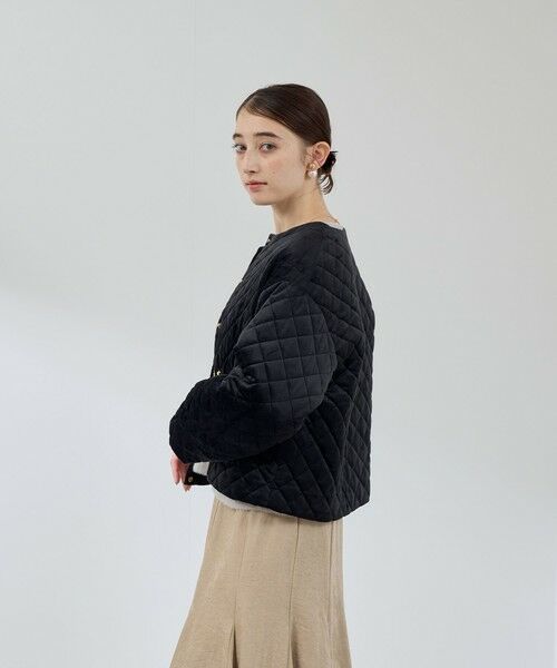QUEENS COURT / クイーンズコート テーラードジャケット | ベロアキルティングノーカラージャケット | 詳細12