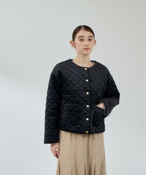 QUEENS COURT / クイーンズコート テーラードジャケット | ベロアキルティングノーカラージャケット | 詳細14