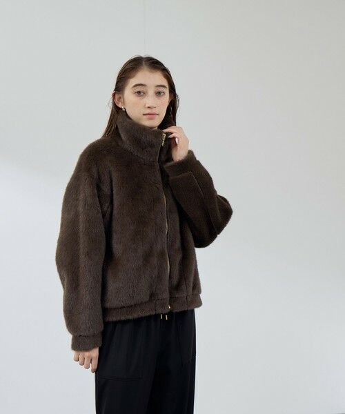 QUEENS COURT / クイーンズコート テーラードジャケット | フェイクファームートンブルゾン（ブラウン）