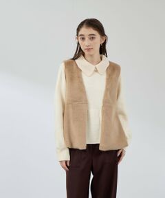 QUEENS COURT / クイーンズコート ダウンジャケット・ベスト | フェイクムートンファーペプラムジレ