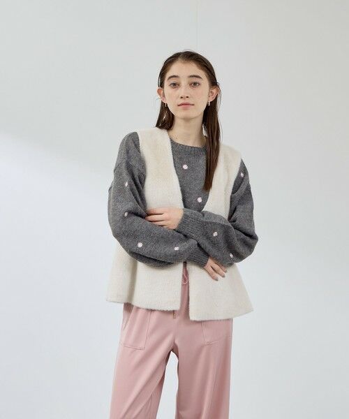 QUEENS COURT / クイーンズコート ダウンジャケット・ベスト | フェイクムートンファーペプラムジレ | 詳細3