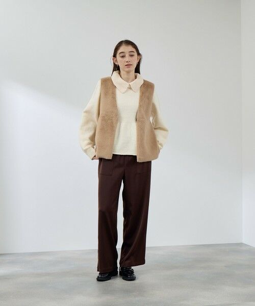 QUEENS COURT / クイーンズコート ダウンジャケット・ベスト | フェイクムートンファーペプラムジレ | 詳細7