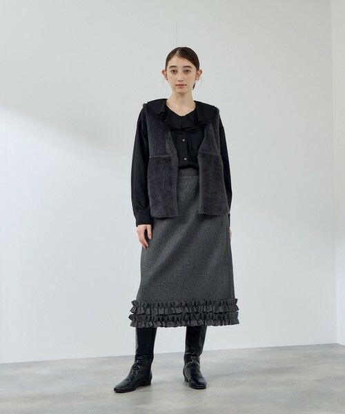 QUEENS COURT / クイーンズコート ダウンジャケット・ベスト | フェイクムートンファーペプラムジレ | 詳細16