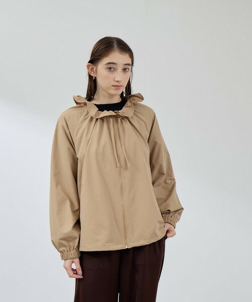 QUEENS COURT / クイーンズコート テーラードジャケット | 2WAYサーブルクロスフリルネックブルゾン | 詳細4