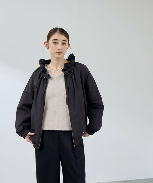 QUEENS COURT / クイーンズコート テーラードジャケット | 2WAYサーブルクロスフリルネックブルゾン | 詳細16