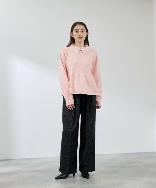 QUEENS COURT / クイーンズコート その他パンツ | フロッキードットイージーワイドパンツ≪手洗い可能≫ | 詳細1