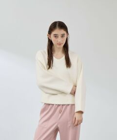 QUEENS COURT / クイーンズコート ニット・セーター | フェレットタッチWフェイスボクシーニット≪手洗い可能≫