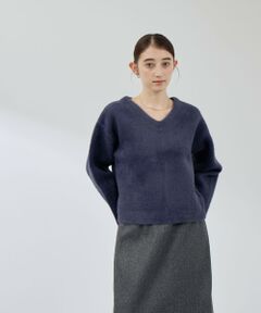 QUEENS COURT / クイーンズコート ニット・セーター | フェレットタッチWフェイスボクシーニット≪手洗い可能≫