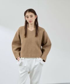 QUEENS COURT / クイーンズコート ニット・セーター | フェレットタッチWフェイスボクシーニット≪手洗い可能≫