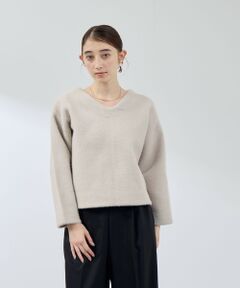 QUEENS COURT / クイーンズコート ニット・セーター | フェレットタッチWフェイスボクシーニット≪手洗い可能≫