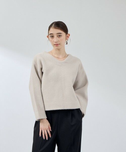 QUEENS COURT / クイーンズコート ニット・セーター | フェレットタッチWフェイスボクシーニット≪手洗い可能≫ | 詳細15