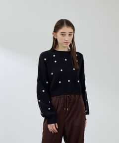 QUEENS COURT / クイーンズコート ニット・セーター | マーガレット刺繍ニットプルオーバー≪手洗い可能≫