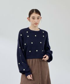 QUEENS COURT / クイーンズコート ニット・セーター | マーガレット刺繍ニットプルオーバー≪手洗い可能≫