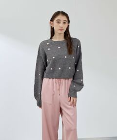 QUEENS COURT / クイーンズコート ニット・セーター | マーガレット刺繍ニットプルオーバー≪手洗い可能≫