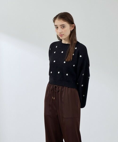 QUEENS COURT / クイーンズコート ニット・セーター | マーガレット刺繍ニットプルオーバー≪手洗い可能≫ | 詳細1
