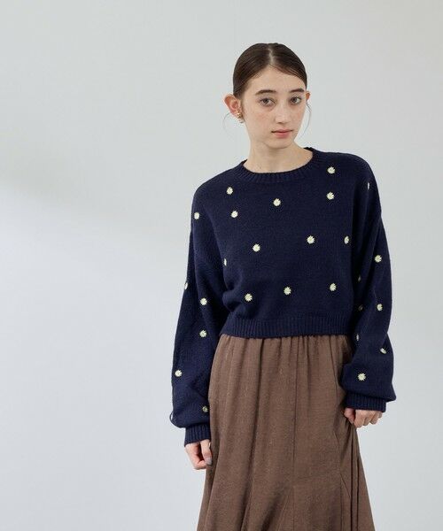 QUEENS COURT / クイーンズコート ニット・セーター | マーガレット刺繍ニットプルオーバー≪手洗い可能≫ | 詳細7