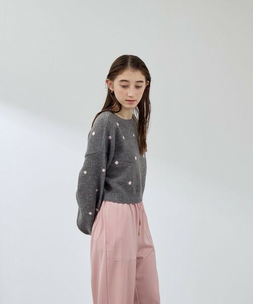 QUEENS COURT / クイーンズコート ニット・セーター | マーガレット刺繍ニットプルオーバー≪手洗い可能≫ | 詳細15