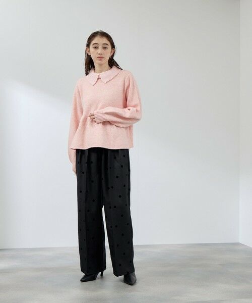 QUEENS COURT / クイーンズコート ニット・セーター | 杢ストレッチ襟付きペプラムニット≪手洗い可能≫ | 詳細2