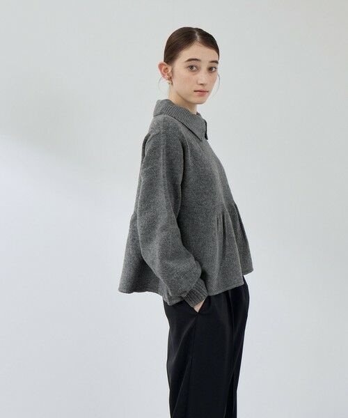 QUEENS COURT / クイーンズコート ニット・セーター | 杢ストレッチ襟付きペプラムニット≪手洗い可能≫ | 詳細4