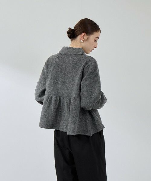 QUEENS COURT / クイーンズコート ニット・セーター | 杢ストレッチ襟付きペプラムニット≪手洗い可能≫ | 詳細5