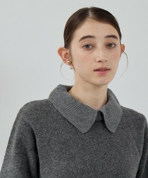 QUEENS COURT / クイーンズコート ニット・セーター | 杢ストレッチ襟付きペプラムニット≪手洗い可能≫ | 詳細6