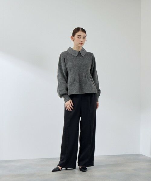 QUEENS COURT / クイーンズコート ニット・セーター | 杢ストレッチ襟付きペプラムニット≪手洗い可能≫ | 詳細7