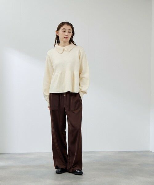 QUEENS COURT / クイーンズコート ニット・セーター | 杢ストレッチ襟付きペプラムニット≪手洗い可能≫ | 詳細15