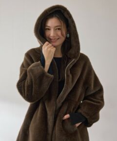 QUEENS COURT / クイーンズコート ダッフルコート | フェイクファーフーディショートコート≪手洗い可能≫