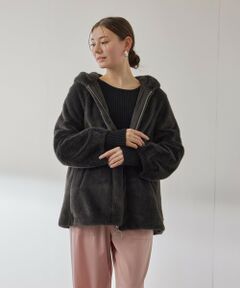 QUEENS COURT / クイーンズコート ダッフルコート | フェイクファーフーディショートコート≪手洗い可能≫