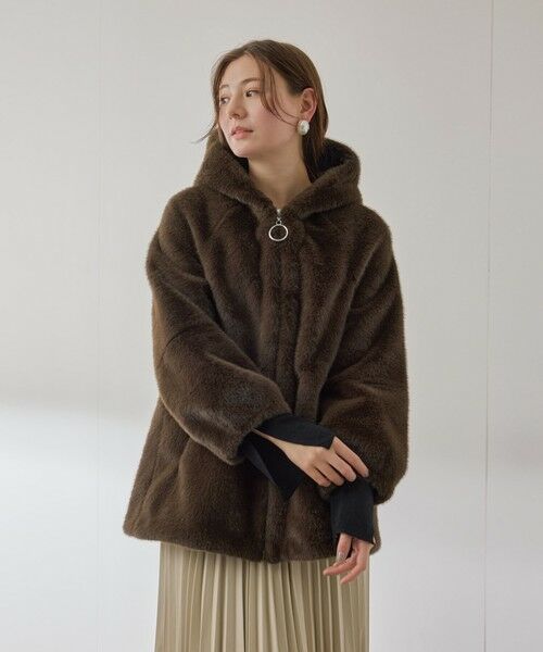 QUEENS COURT / クイーンズコート ダッフルコート | フェイクファーフーディショートコート≪手洗い可能≫ | 詳細2