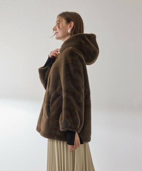 QUEENS COURT / クイーンズコート ダッフルコート | フェイクファーフーディショートコート≪手洗い可能≫ | 詳細4