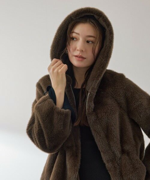 QUEENS COURT / クイーンズコート ダッフルコート | フェイクファーフーディショートコート≪手洗い可能≫ | 詳細6