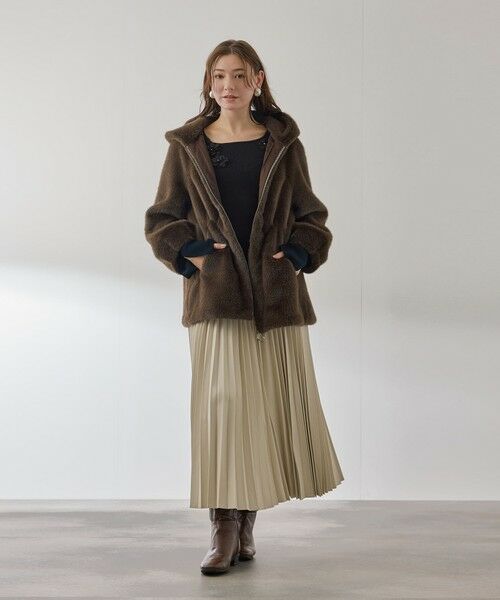 QUEENS COURT / クイーンズコート ダッフルコート | フェイクファーフーディショートコート≪手洗い可能≫ | 詳細8