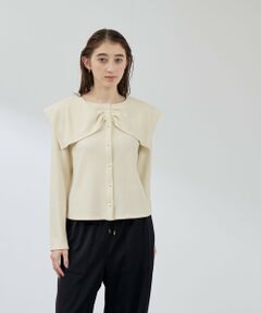 QUEENS COURT / クイーンズコート カットソー | Wフェイス天竺ビッグカラートップス≪手洗い可能≫