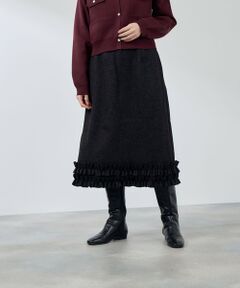QUEENS COURT / クイーンズコート ミニ・ひざ丈スカート | ウールライクフリルヘムAラインスカート