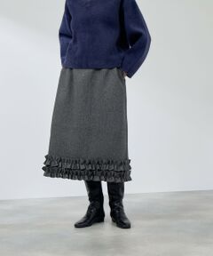 QUEENS COURT / クイーンズコート ミニ・ひざ丈スカート | ウールライクフリルヘムAラインスカート