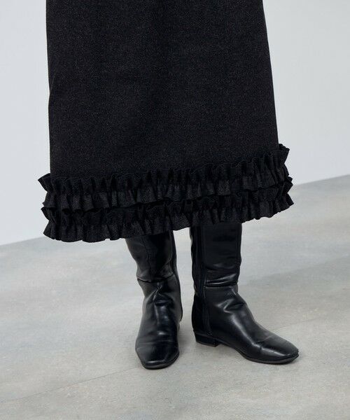 QUEENS COURT / クイーンズコート ミニ・ひざ丈スカート | ウールライクフリルヘムAラインスカート | 詳細3