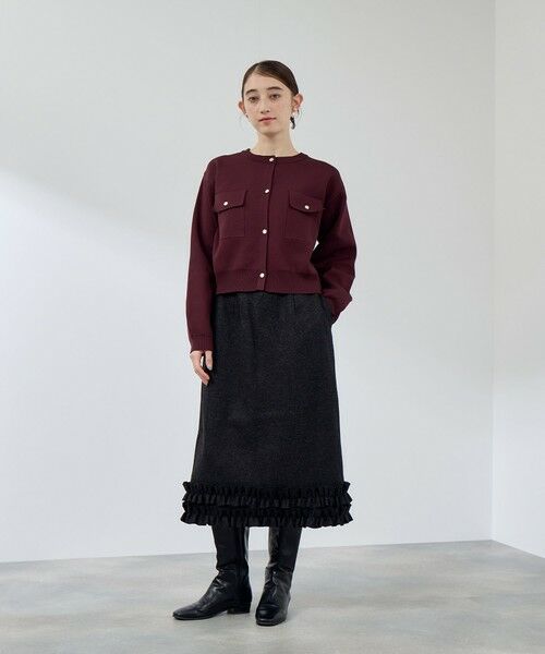 QUEENS COURT / クイーンズコート ミニ・ひざ丈スカート | ウールライクフリルヘムAラインスカート | 詳細4