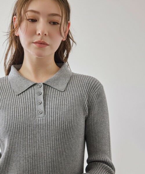 QUEENS COURT / クイーンズコート ロング・マキシ丈ワンピース | ポロカラーリブニットワンピース≪手洗い可能≫ | 詳細6