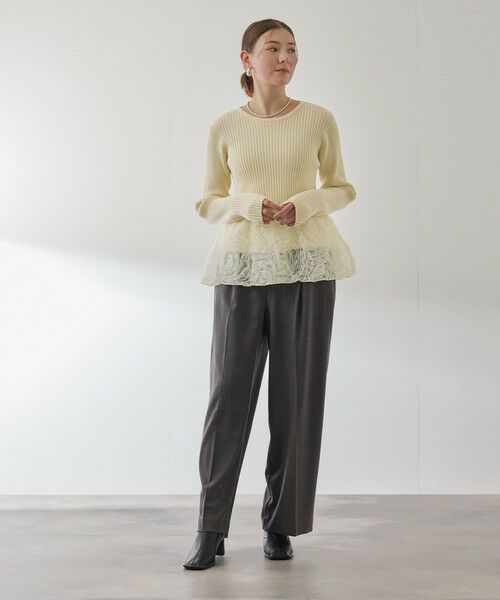QUEENS COURT / クイーンズコート ニット・セーター | フラワーチュールペプラムリブニット≪手洗い可能≫ | 詳細1